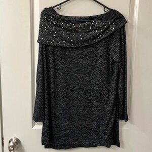 Zenergy By Chico's Studded Funnel Neck Top Sz. 1 Med